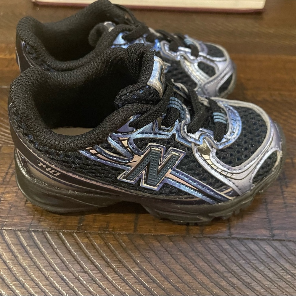 New Balance Kids Black and Silver Athletic Sneakers